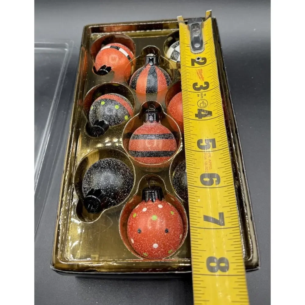 9 Vtg HALLMARK Blow Glass Halloween Ornaments DOTS AND STRIPES MIB -44D